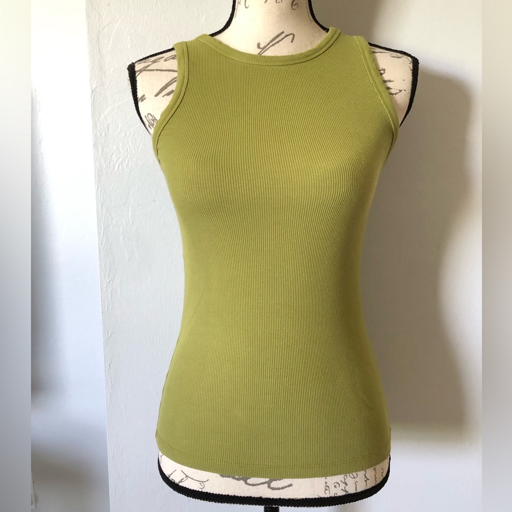 Olive Green Ribbed Tank Top